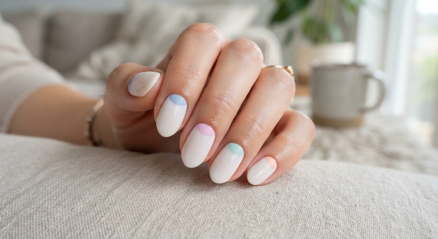Pastel Half-Moon Manicure