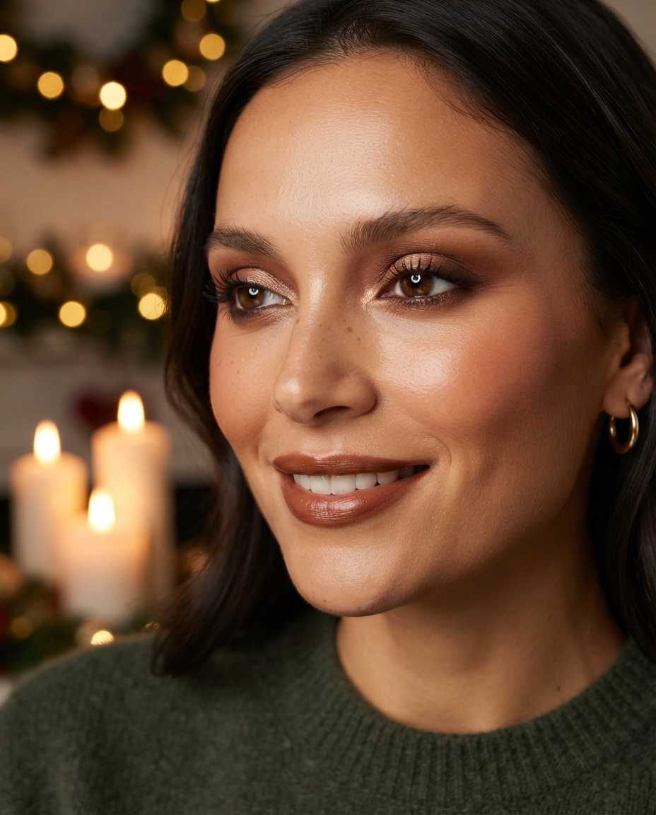 Brown Smoky Eyes With Warm Cinnamon Lips