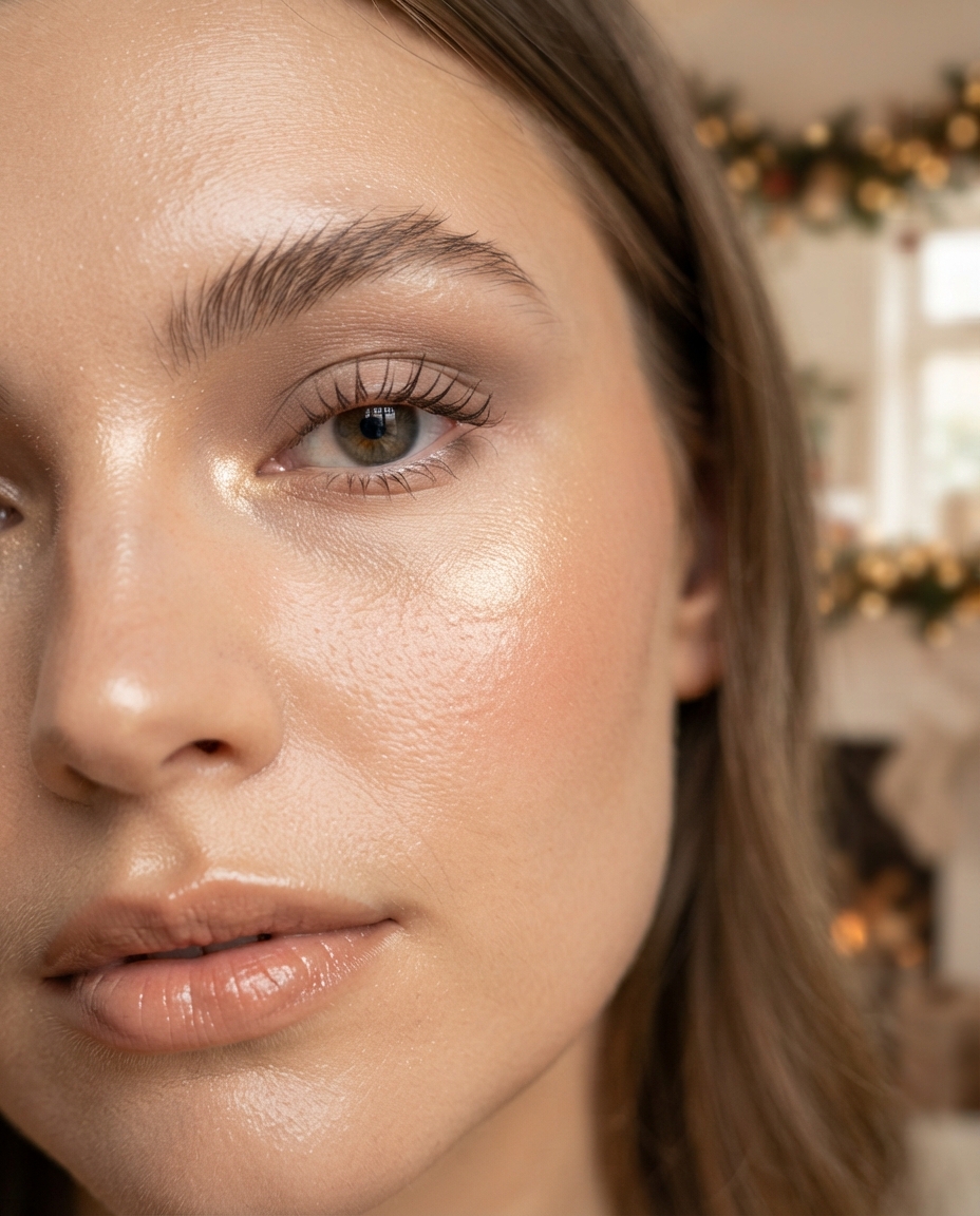 Glazed Skin With Soft Golden Highlights