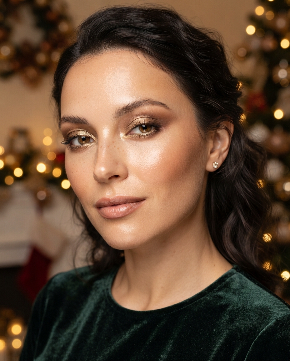 Soft Gold Smoky Eyes With Nude Lips