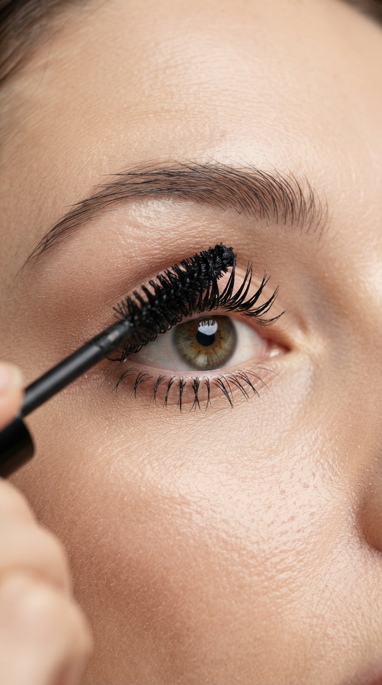 Thick, Clumpy Mascara Applied Straight Up From the Base