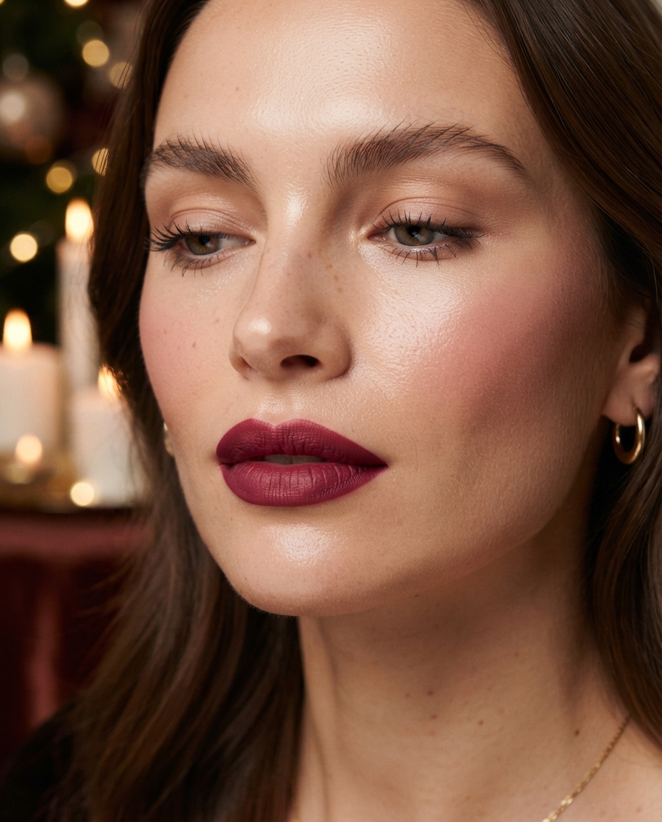 Velvet Berry Lips With Barely-There Eyes