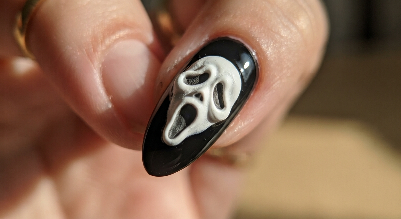3D Ghostface Nail Art