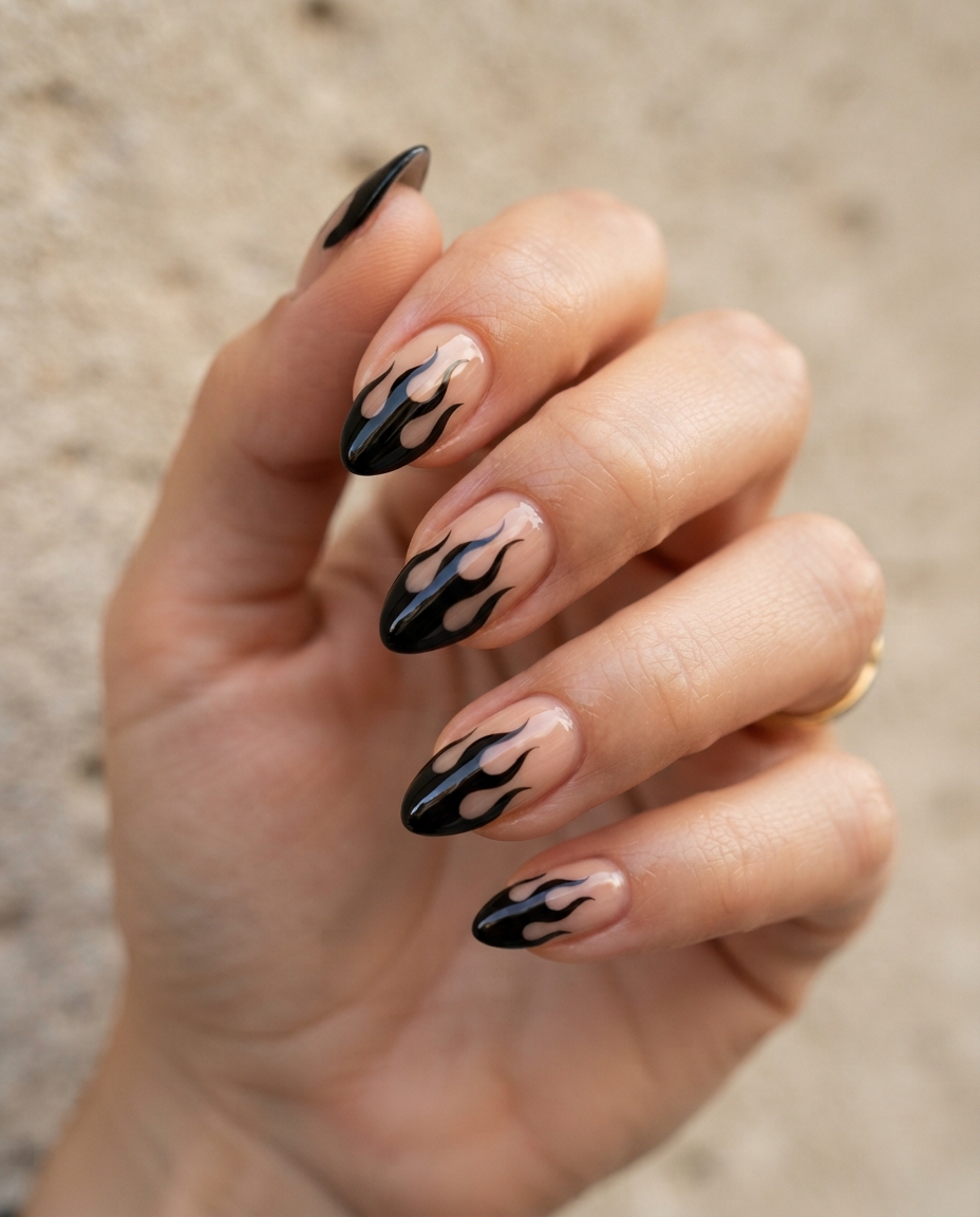 Black Flame French Tips