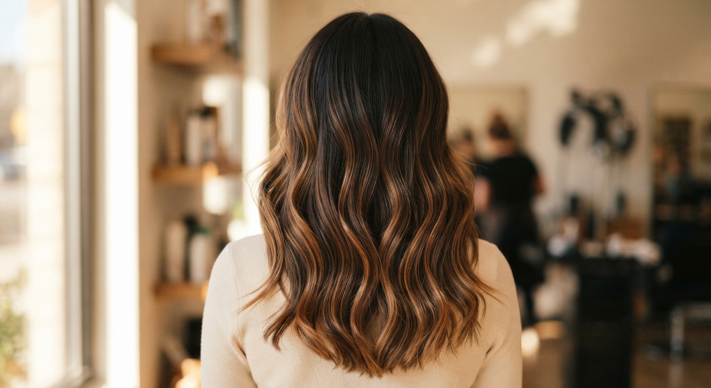 Caramel Balayage on Dark Brown
