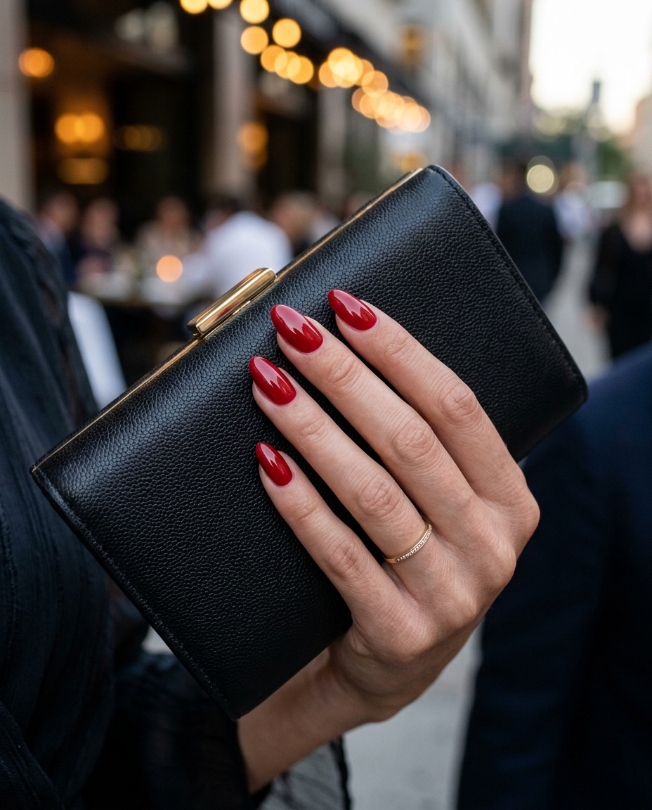 Classic Red Almond Nails