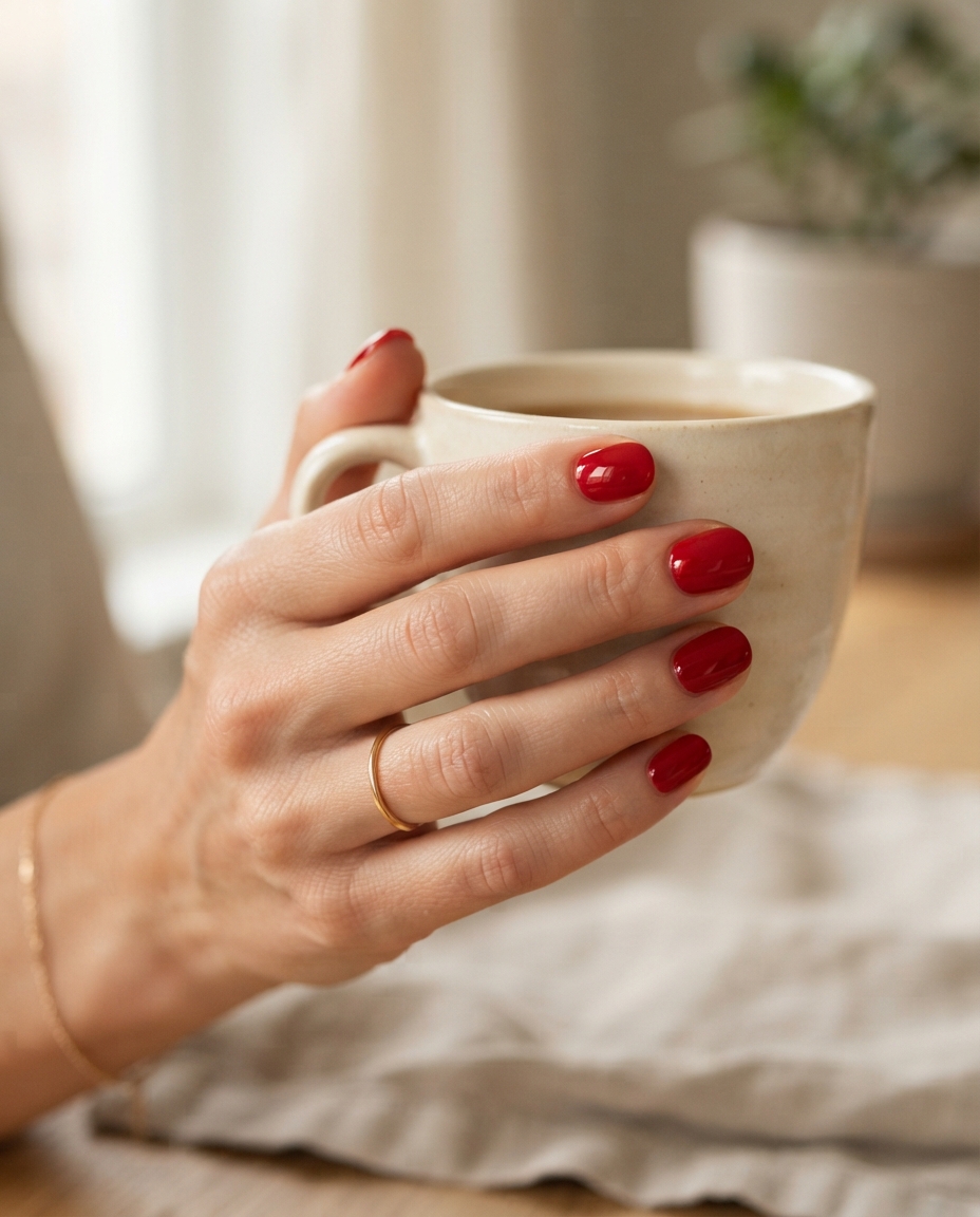 Classic Red on Short Nails