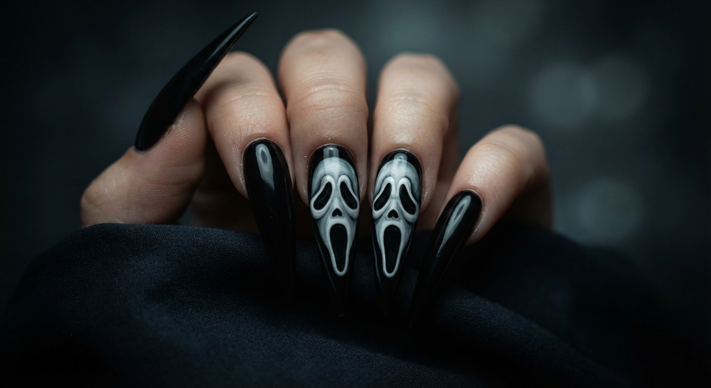 Ghostface Stiletto Nails