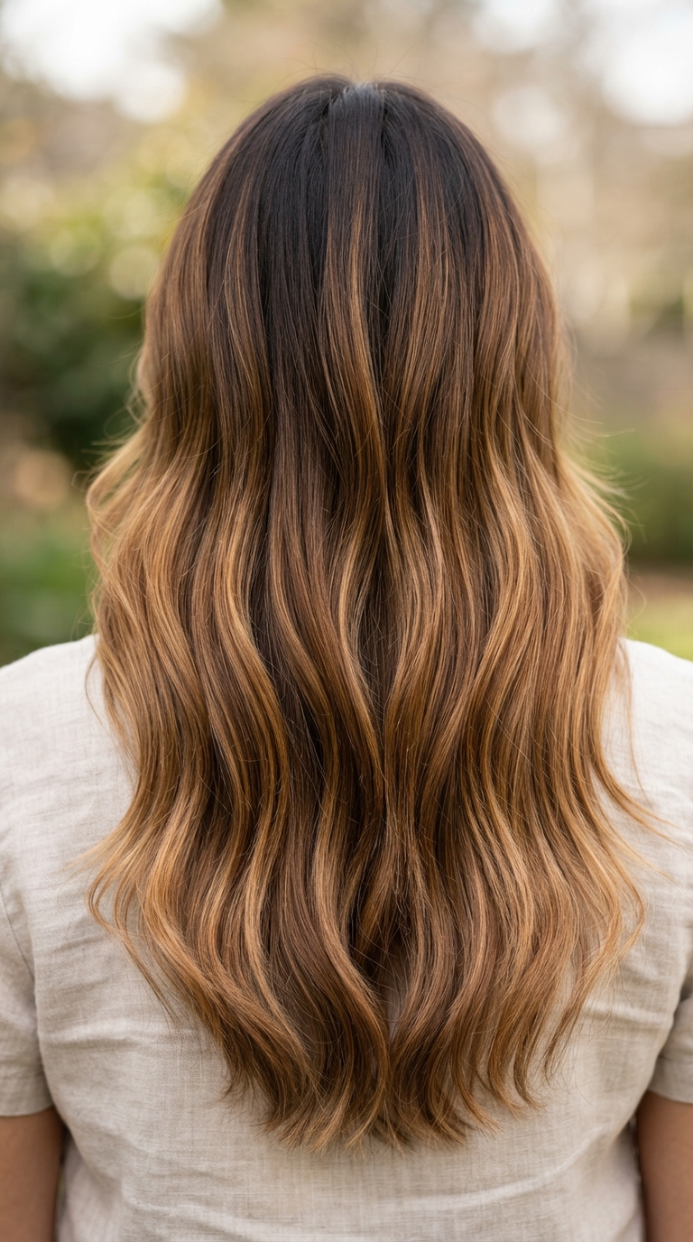 Golden Balayage on Natural Brown