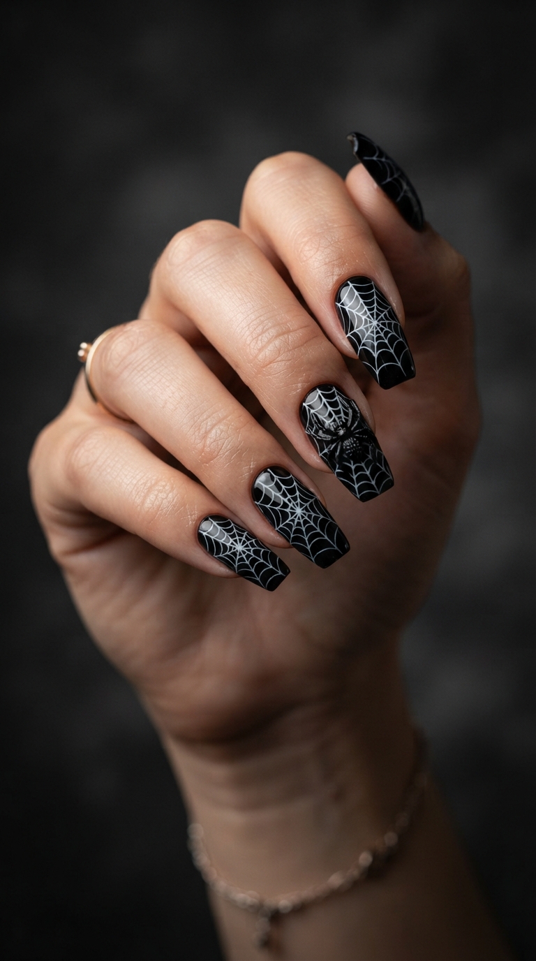 Layered Full-Set Spider Web With Dimensional Center