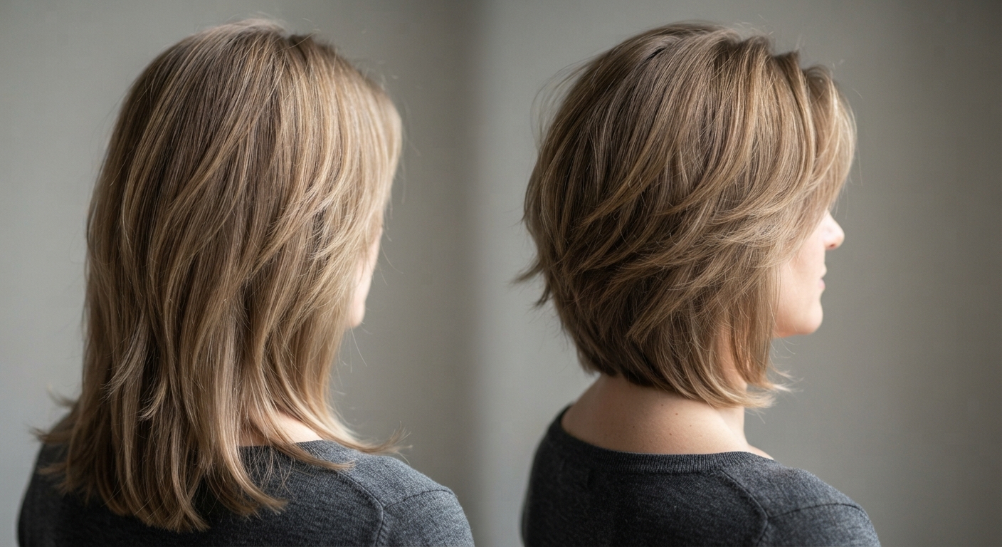Layered Medium Hair With a Deep Side Part and Volume