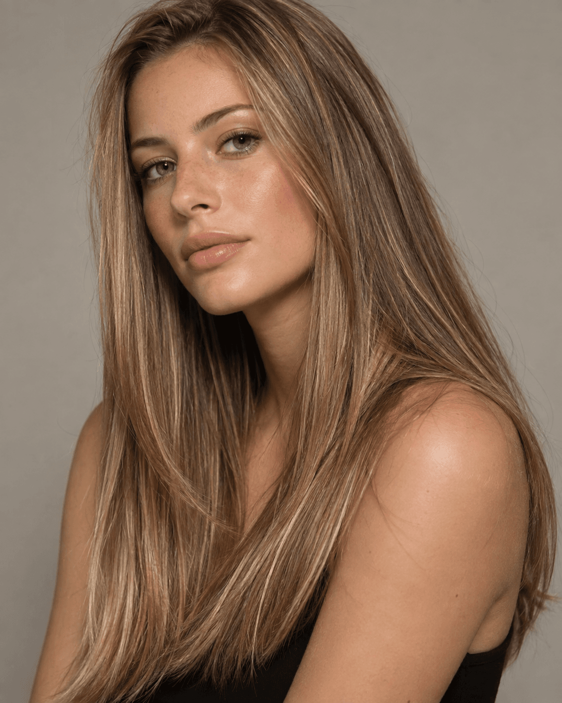 Long hair with barely-there, minimal layering.