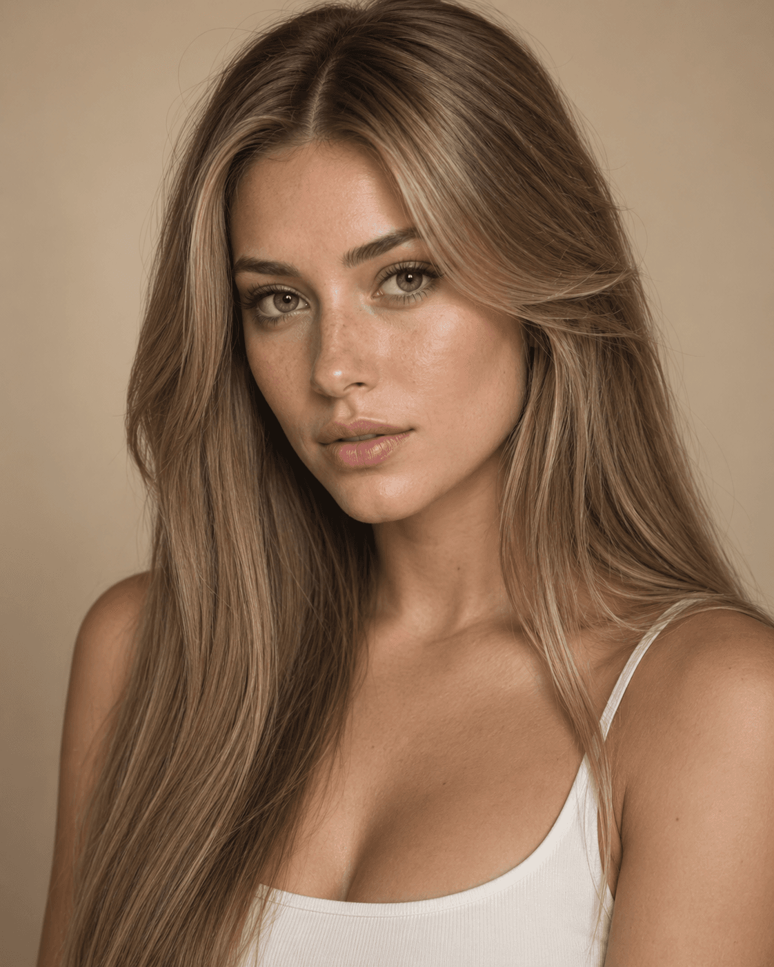 Long hair with curtain-style face-framing layers and a center part.