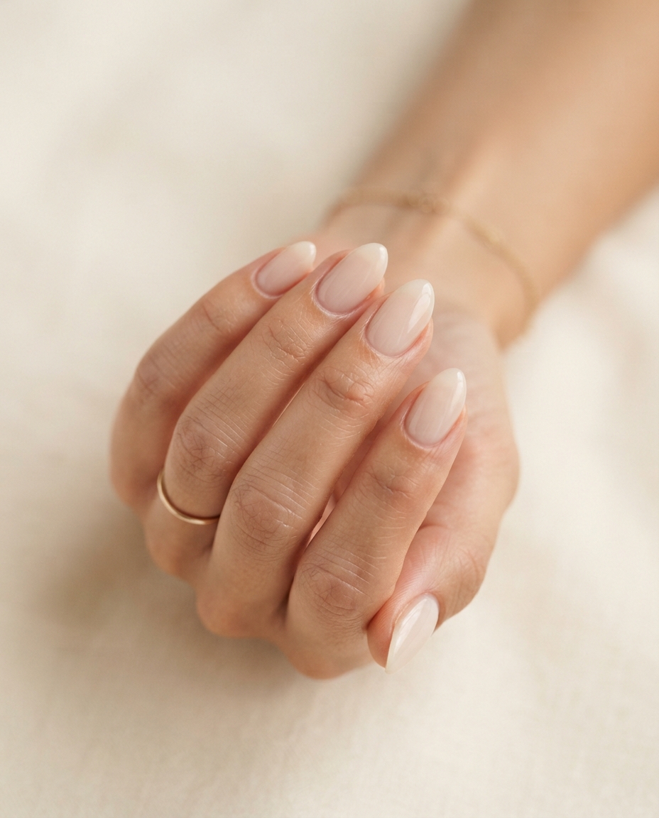 Milky Nude Almond Nails