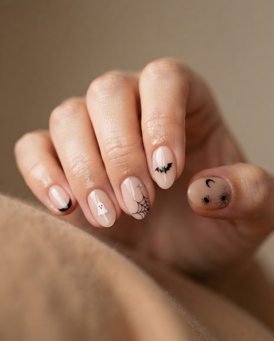 Mixed Minimal Halloween Nails