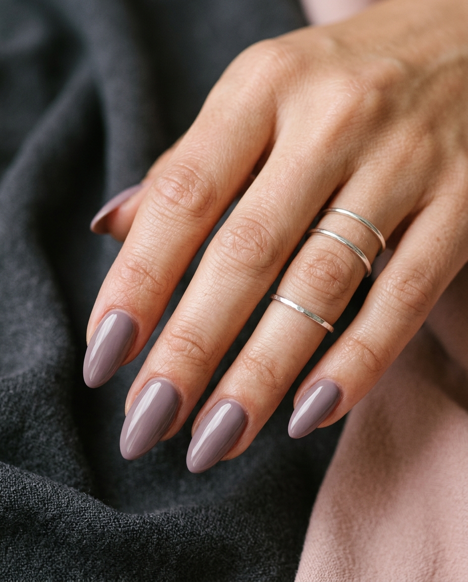 Muted Mauve Almond Nails