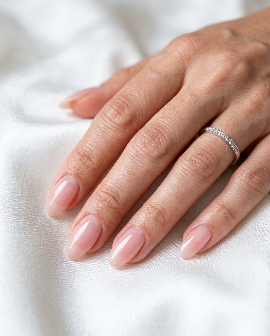 Sheer Pink Acrylics With a Glassy Finish