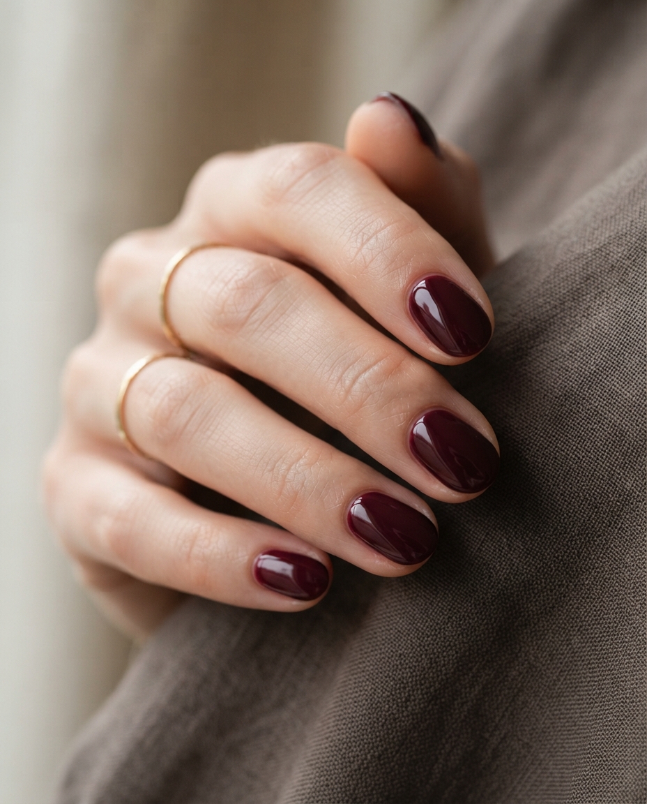 Short Burgundy Nails