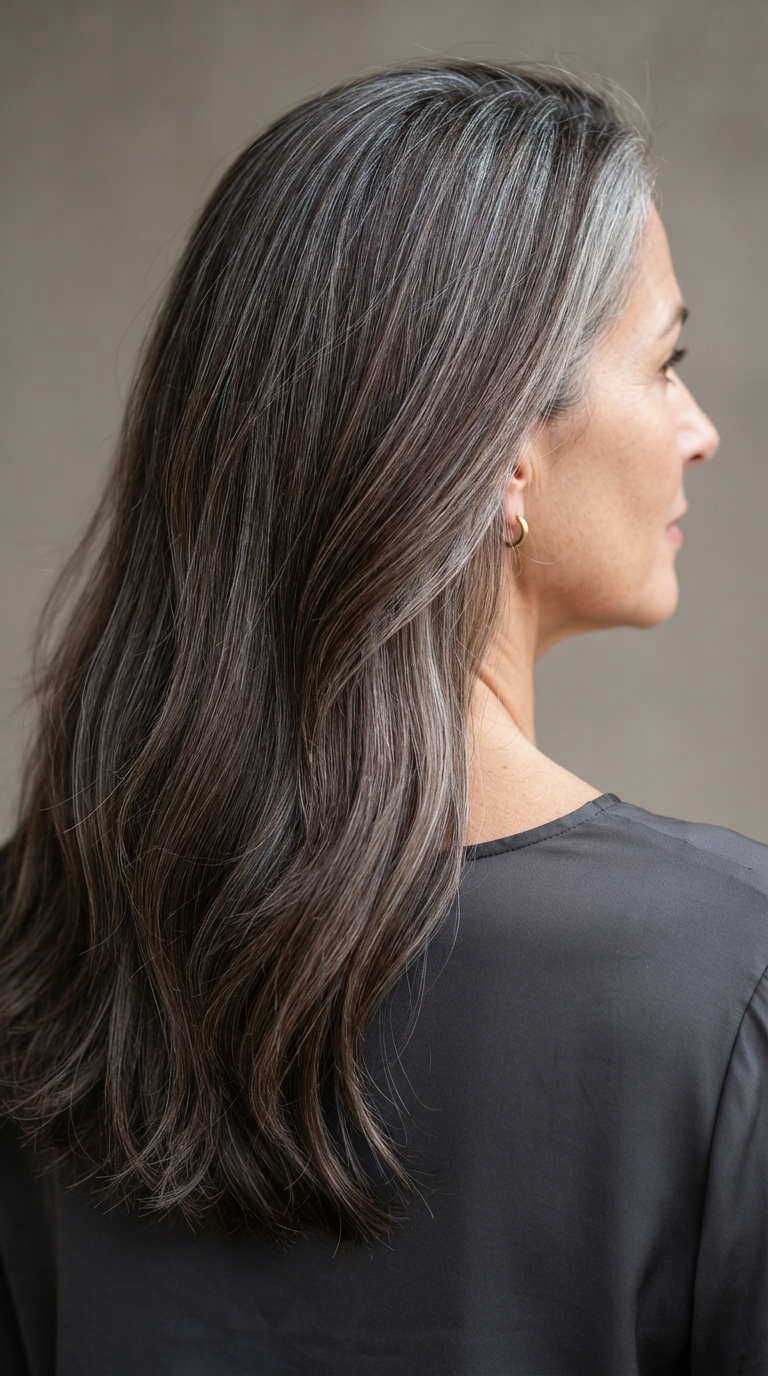 Soft Blended Gray Coverage for Brunettes