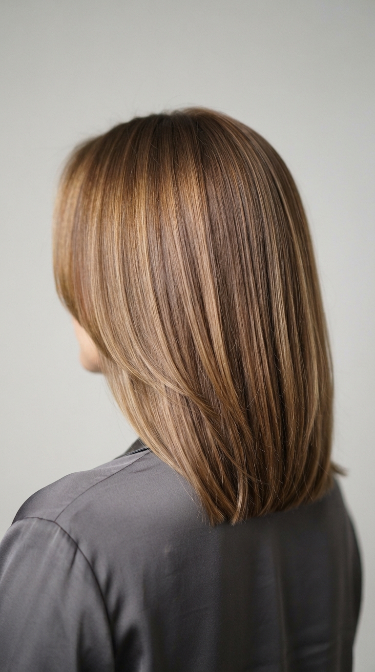 Soft Bronde Lob With Glossy Finish