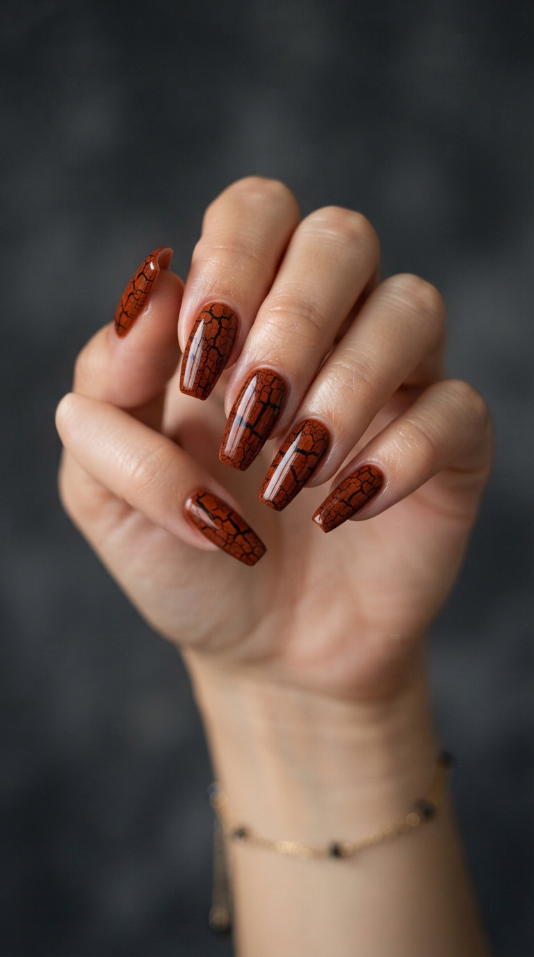 Textured Crackle Overlay Over Deep Orange