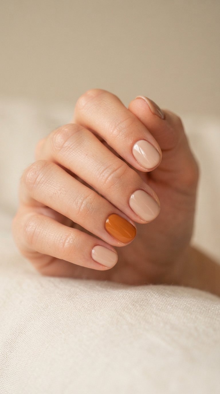 The Single Orange Accent Nail