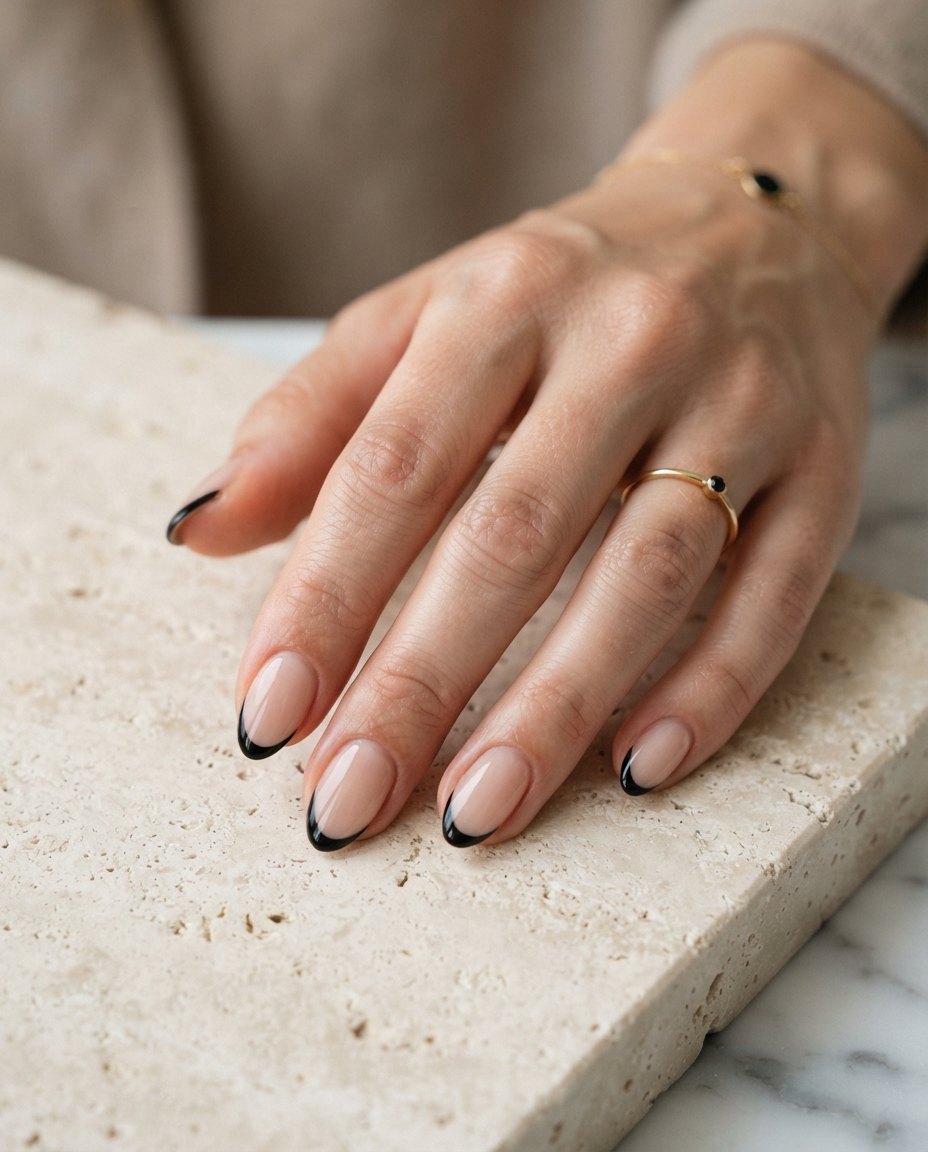 Thin Black French Tips