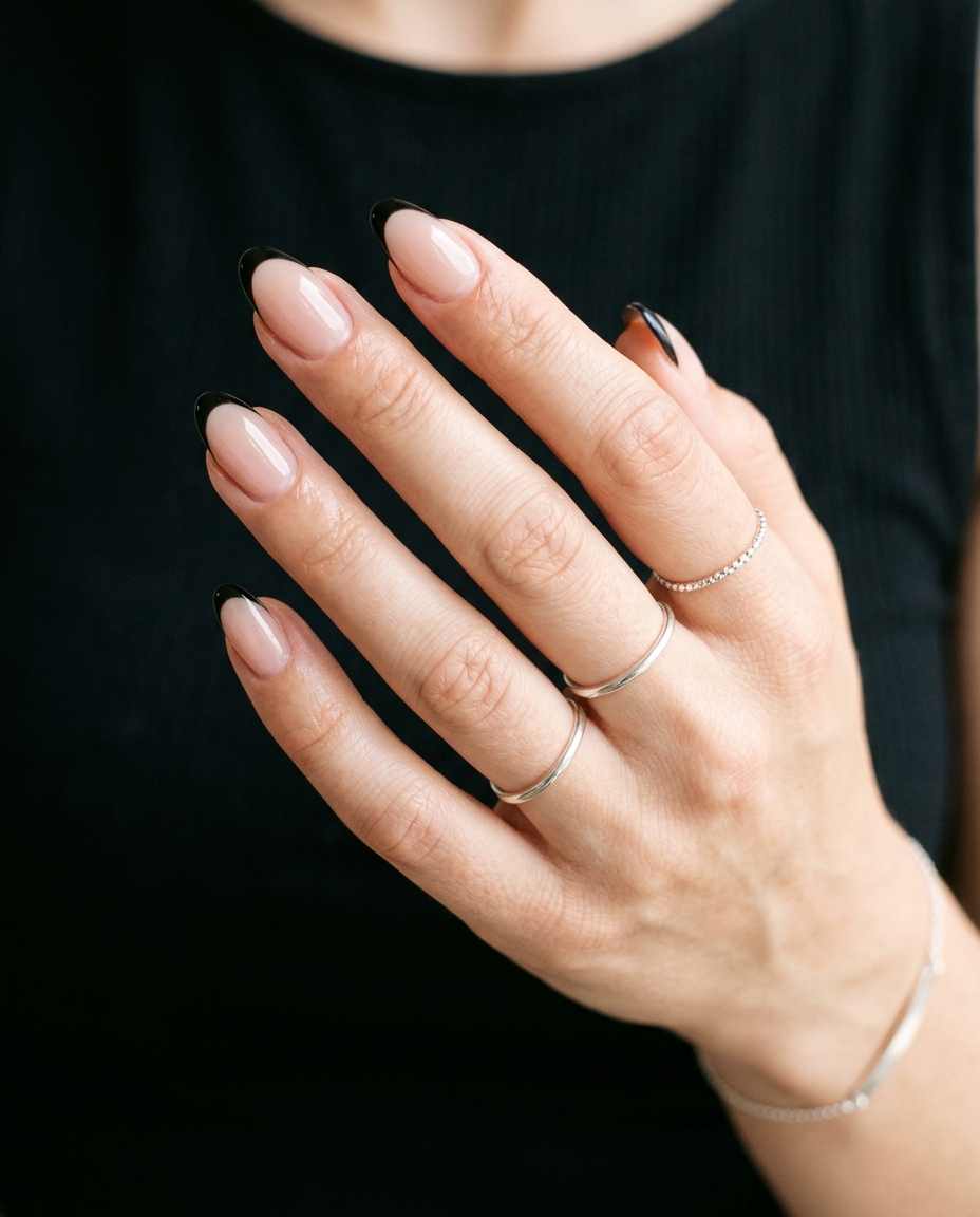 Thin Black French Tips