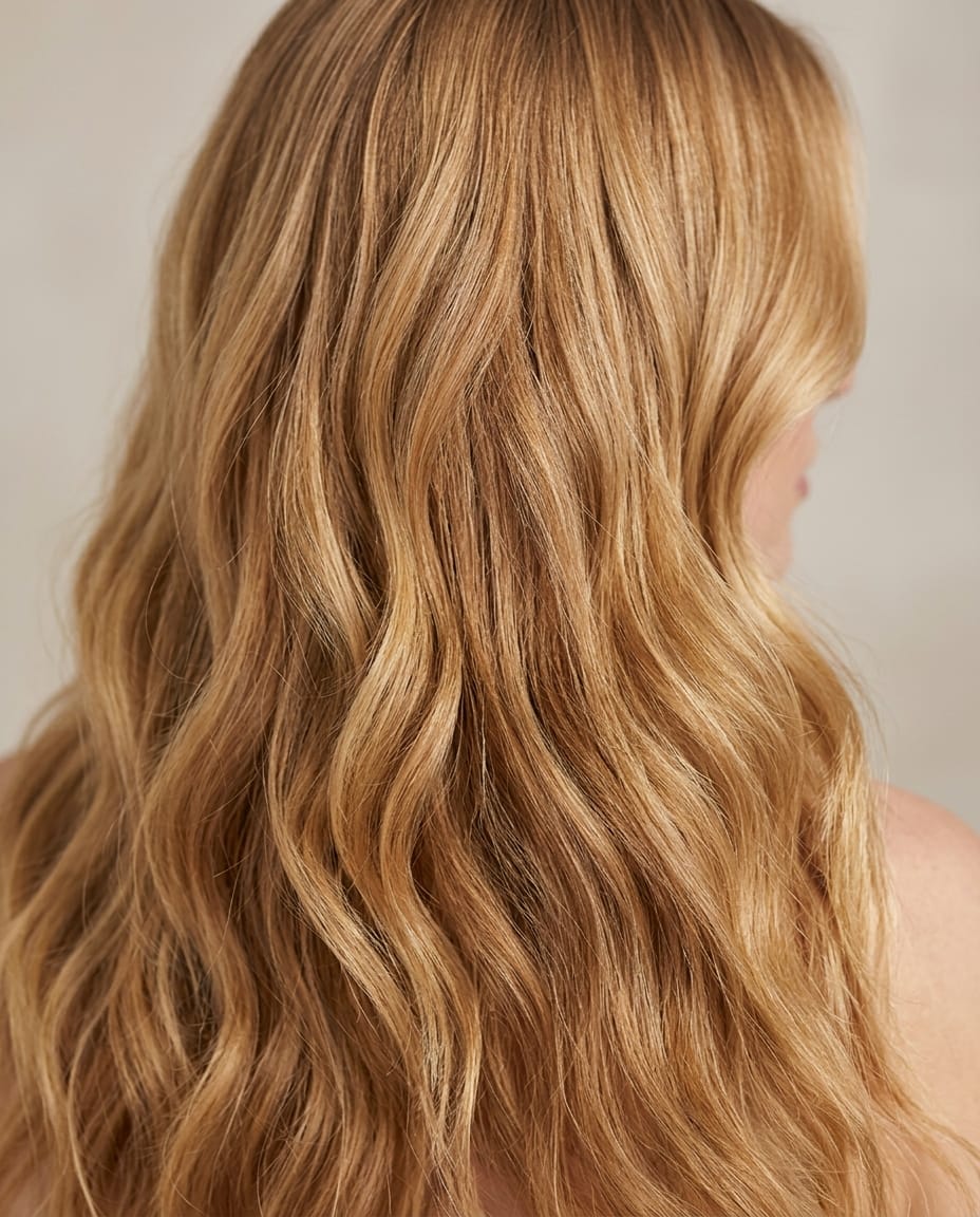 Woman with honey blonde hair color