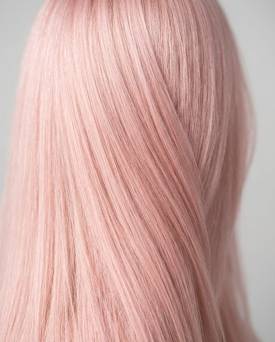 Woman with soft pastel baby pink hair color