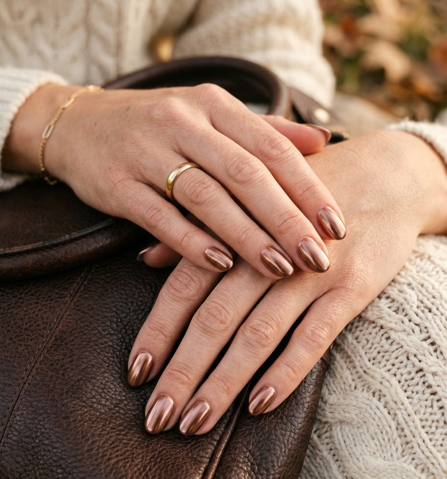 Copper Chrome Short Nails