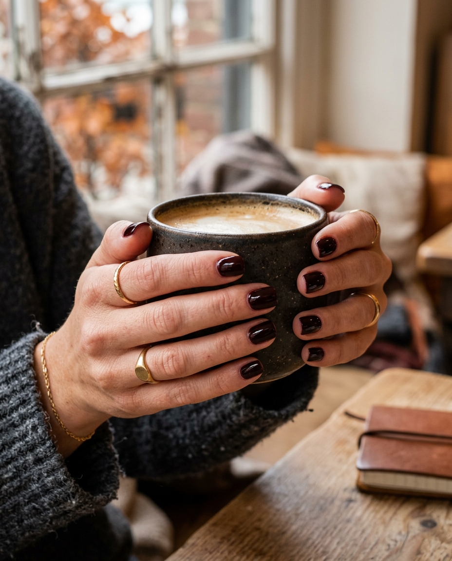 Oxblood Short Square Nails