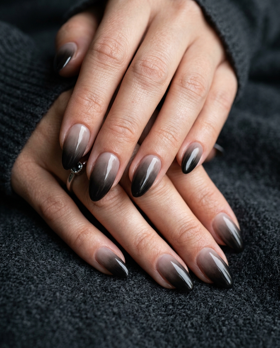 Smoky Black Ombré Nails