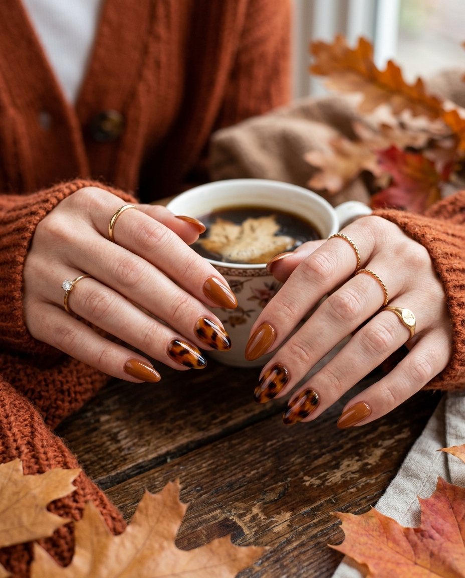 Tortoiseshell Accent Nails